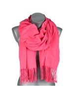 Versoli - ciepły modny szalik frędzle gładki róż fuksja ST-6-2N 180cmx70cm