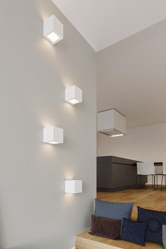 Kinkiet LAMPA ścienna SL.0005 ceramiczna OPRAWA kostka cube przyścienna biała na Arena.pl