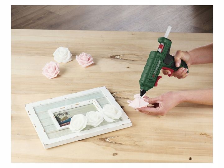 PISTOLET DO KLEJU NA GORĄCO PARKSIDE PHP + STACJA + ZAPAS KLEJU Nowy model zdjęcie 3