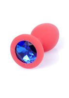 plug-jewellery red silicon plug small- blue diamond