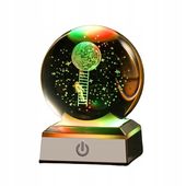 SZKLANA KULA LAMPKA NOCNA NA BIURKO LED DEKORACYJNA 3D DRABINA + PREZENT