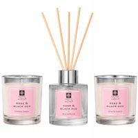 Zestaw dyfuzor zapachowy patyczki do domu 50 ml+ 2 świece Rose & Black Oud