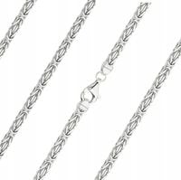 Łańcuszek Srebrny Męski 4 mm Splot Królewski Pełny Diamentowany pr 925