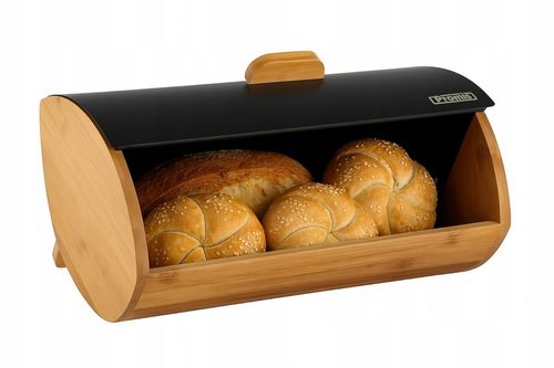 DUŻY CHLEBAK DREWNIANY METALOWY PROMIS POJEMNIK NA PIECZYWO CHLEB na Arena.pl