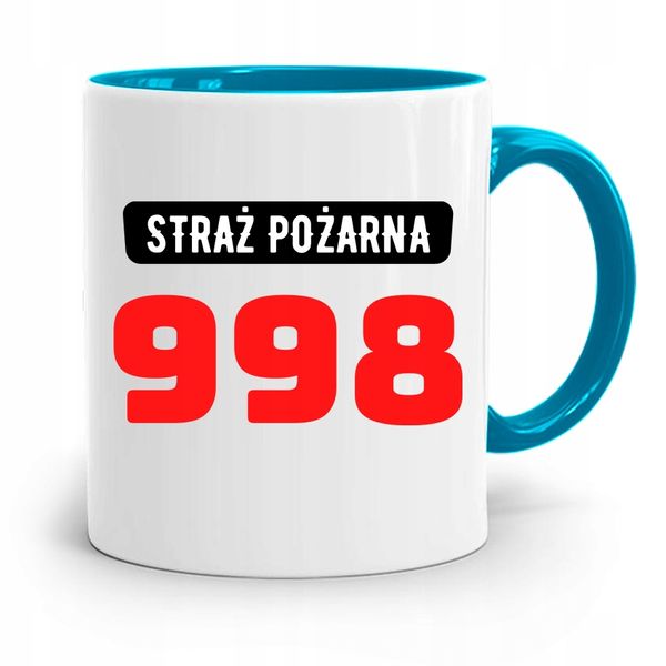 Kubek Błękitny Dla Strażaka Numer Straż Pożarna Z Nadrukiem Ze Zdjęciem zdjęcie 1
