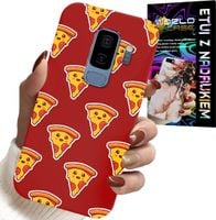 ETUI DO SAMSUNG GALAXY S9 PLUS - WZÓR Z WESOŁĄ PIZZĄ NA CZERWONYM TLE