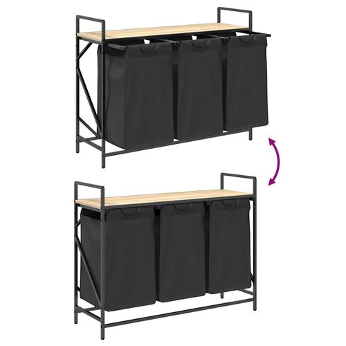 Kosz na pranie 3 przegrody z półką, dąb sonoma na Arena.pl