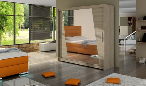 Szafa przesuwna Bega XIV z lustrem 180cm - pojemna garderoba - SONOMA na Arena.pl