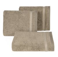 Puszysty ręcznik frotte z bordiurą RIKI 50X90 jasny brązowy