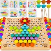 Układanka Drewniana Kulki Koraliki Drewniane Puzzle Mozaika dla Dzieci