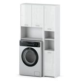 Zestaw Łazienkowy Hugo Słupek Szafka Stojąca Nad Pralkę Biały Połysk