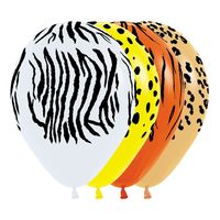 Balony lateksowe zwierzęce wzory safari dżungla, 30 cm 3 szt.