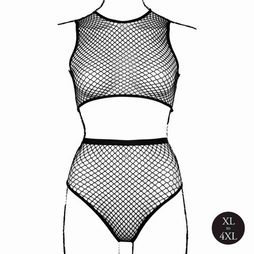 2 Piece With Crop Top, Pantie And Fishnet Structure. na Arena.pl