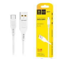Denmen Kabel USB - Typ-C 2.4A 12W 1m Quick Charge QC3.0 Biały  D01T-W