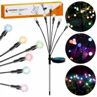 Lampa solarna wbijana czarny 6xLED Kulki RGB 70cm