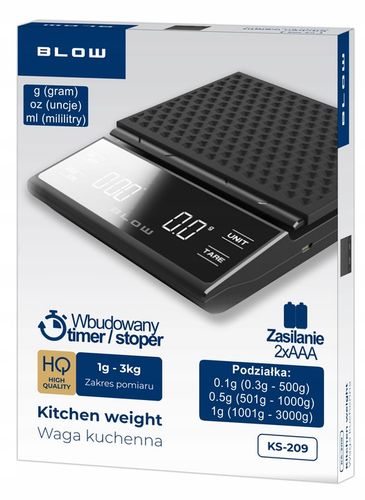ELEKTRONICZNA WAGA KUCHENNA DO KAWY PRECYZYJNA 3000g/0,1g LCD TIMER na Arena.pl