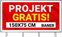 SOLIDNY BANER REKLAMOWY plandeka 150X75 cm LAKIER UV PROJEKT GRATIS