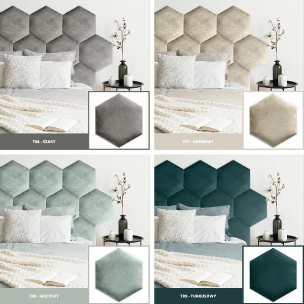 PANELE TAPICEROWANE PLASTER MIODU Heksagon RÓŻOWY 35cm x 40cm zdjęcie 12