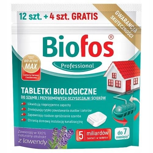 Tabletki do szamb i oczyszczalni Biofos 12 + 4 szt zdjęcie 1