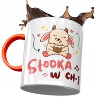 Kubek Pomarańczowy Śmieszny Zabawny Słodka W Ch*J Z Nadrukiem Ze Zdjęciem