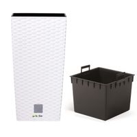 Doniczka wysoka wkład rattan 26,5x26,5x50 cm biały