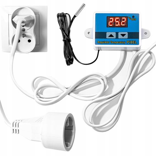 REGULATOR TEMPERATURY TERMOSTAT ELEKTRONICZNY Z GNIAZDKIEM i WTYCZKĄ 230V na Arena.pl