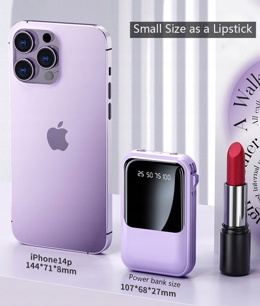 POWER BANK 10000MAH USB/USB-C QC PD WBUDOWANY KABEL Wyświetlacz cyfrowy zdjęcie 12