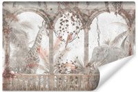 Fototapeta DŻUNGLA Palmy Zwierzęta Kolumny Beton Abstrakcja 360cm x 240cm