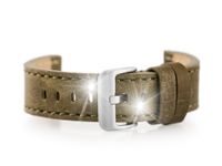 Pasek skórzany do zegarka W48 - PREMIUM - oliwkowy - 24mm
