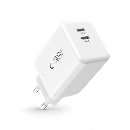 tech-protect nc45w-gan 2-port network charger pd45w white na Arena.pl