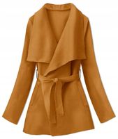 PŁASZCZ Z PASKIEM 758ART MUSZTARDA Uniwersalny