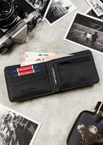 Portfel Peterson męski mały na suwak slim z ochroną kart RFID kompaktowy na Arena.pl