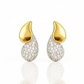 kolczyki ze stali szlachetnej pozłacane 14k złotem, cyrkonie łezki kst3447