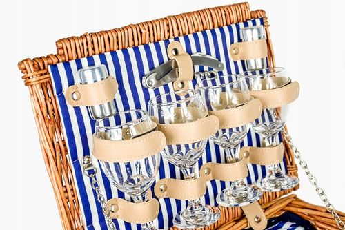 Koszyk piknikowy wiklina termotorba zestaw XXL talerze sztućce dla 4 osób na Arena.pl