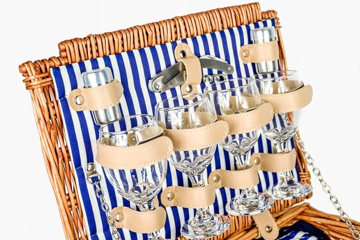 Koszyk piknikowy wiklina termotorba zestaw XXL talerze sztućce dla 4 osób zdjęcie 15