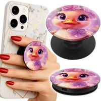 Uchwyt do telefonu Popsocket na palce/stojak SŁODKA KACZKA NA RÓŻOWYM TLE