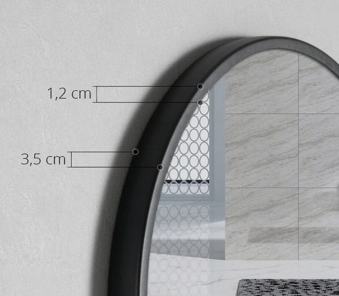 Lustro ścienne okrągłe 60 cm czarna rama z półka loft z uchwytem zdjęcie 3