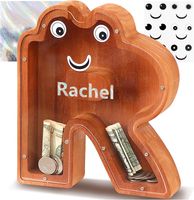 Lakpopya Skarbonka w Kształcie Litery R Drewniana 20 x 4 x 23 cm