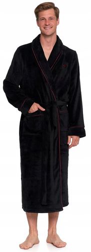 SZLAFROK MĘSKI Moraj Wiązany w Pasie Ciepły Puszysty z Kieszeniami - L na Arena.pl