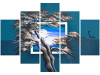 105CM 150CM ZEGAR 5 ELEM LAZUROWY ZACHÓD SŁOŃCA DRUK OBRAZ