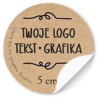 Naklejki ETYKIETY REKLAMOWE eko kraft twój dowolny nadruk LOGO 200 szt 5 cm