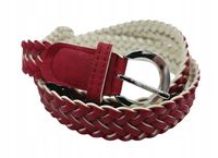 Pasek damski pleciony skóra ekologiczna 3cm czerwony