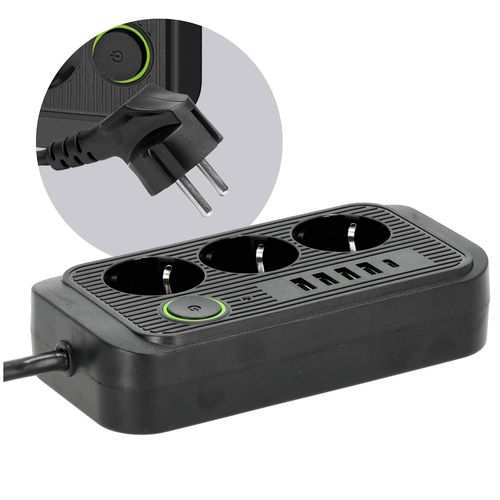 Przedłużacz Listwa Zasilająca 5m 3gn + 4x USB-A + USB-C Wyłącznik Czarny na Arena.pl