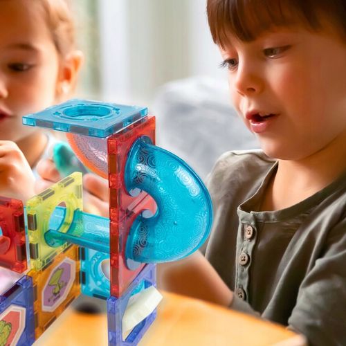 KLOCKI MAGNETYCZNE KONSTRUKCYJNE ŚWIECĄCY TOR Dla Dzieci MAGNETIC TILES 75 na Arena.pl