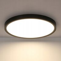Lampa Sufitowa Plafon LED z Pilotem Czarna 24W 3000K/4500/6500K Do Sypialni