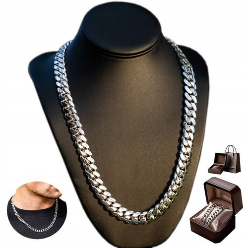 Łańcuszek Naszyjnik Męski Srebrny Gruby 9mm Łańcuch Na Prezent Kubański na Arena.pl