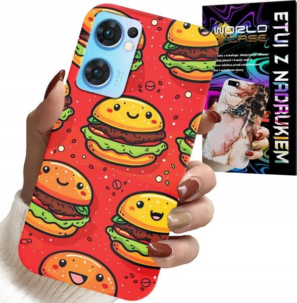 ETUI DO OPPO RENO7 5G - SŁODKIE UŚMIECHNIĘTE BURGERY POKROWIEC zdjęcie 1