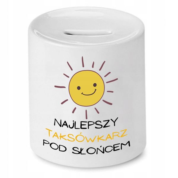 Skarbonka Dla Taksówkarza Najlepszy Pod Słońcem Z Nadrukiem Ze Zdjęciem zdjęcie 1