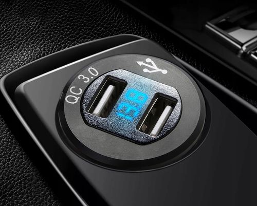 ŁADOWARKA SAMOCHÓD 2x USB QC3.0 WOLTOMIERZ 3A ALU na Arena.pl