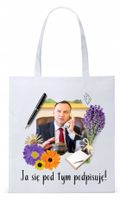 Prezydent Andrzej Duda Torba Eco Biała Shopper Z Nadrukiem Ze Zdjęciem